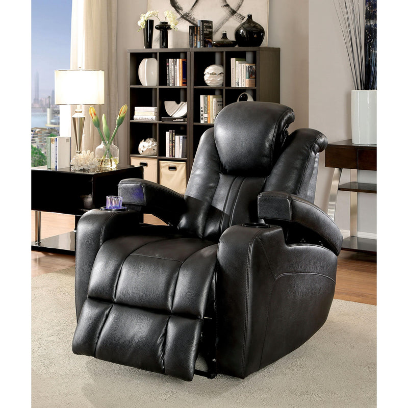 Furniture of America Zaurak Power Leatherette Recliner CM6291-CH IMAGE 2