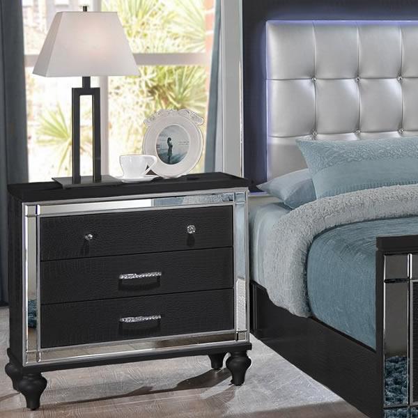 New Classic Furniture Valentino Black 3-Drawer Nightstand BA9698B-040 IMAGE 1