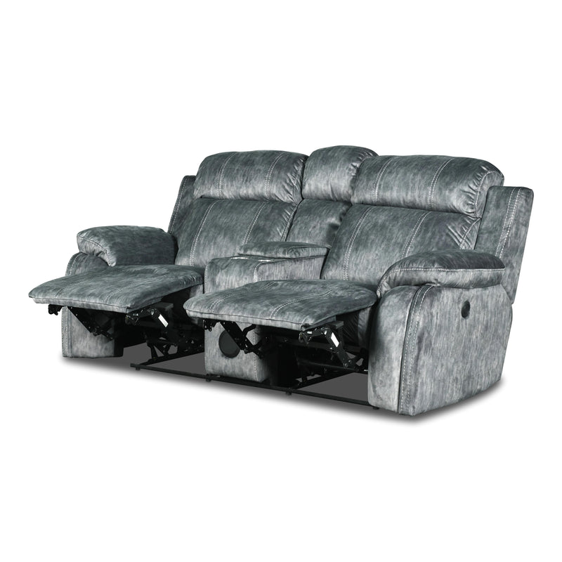 New Classic Furniture Tango Power Reclining Fabric and Leather Look Loveseat U396-25P1-SHW IMAGE 3