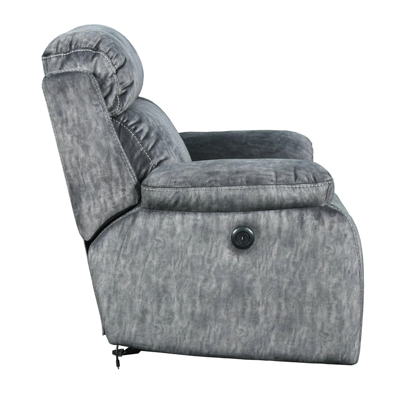 New Classic Furniture Tango Power Glider Fabric and Leather Look Recliner U396-13P1-SHW IMAGE 6