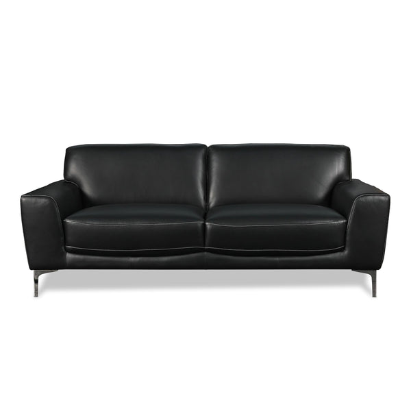 New Classic Furniture Carrara Stationary Leather Sofa L986-30-BLK IMAGE 1