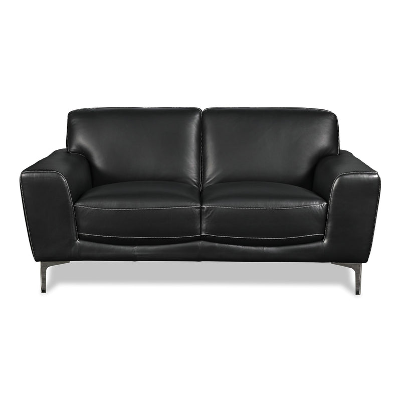 New Classic Furniture Carrara Stationary Leather Loveseat L986-20-BLK IMAGE 1