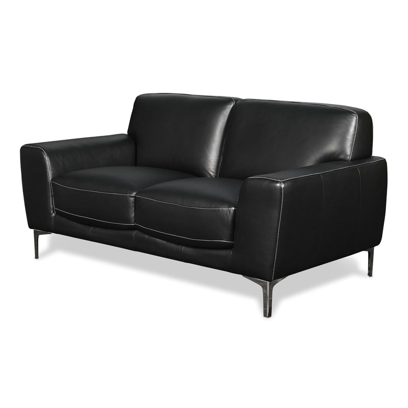 New Classic Furniture Carrara Stationary Leather Loveseat L986-20-BLK IMAGE 2