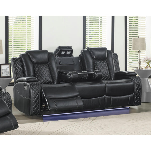 New Classic Furniture Orion Reclining Fabric Sofa U1769-30-BLK IMAGE 1