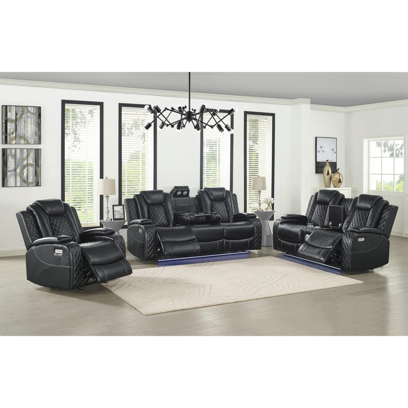 New Classic Furniture Orion Reclining Fabric Loveseat U1769-25-BLK IMAGE 2