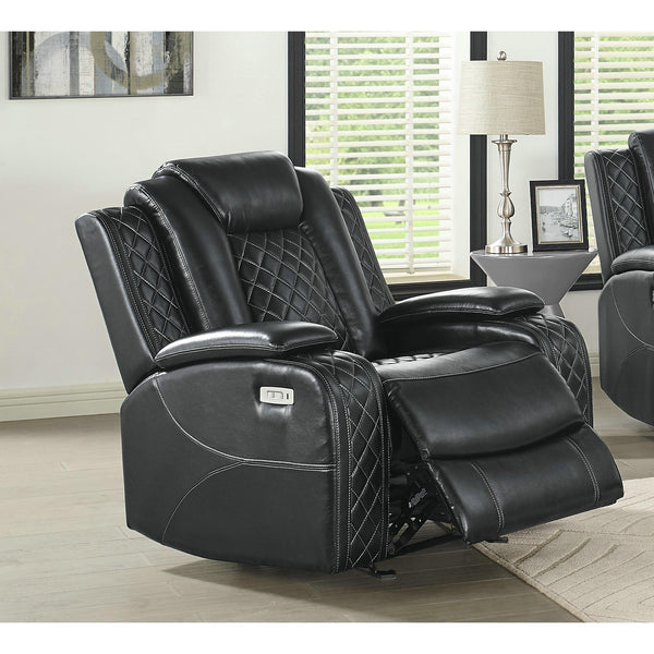 New Classic Furniture Orion Glider Fabric Recliner U1769-13-BLK IMAGE 1