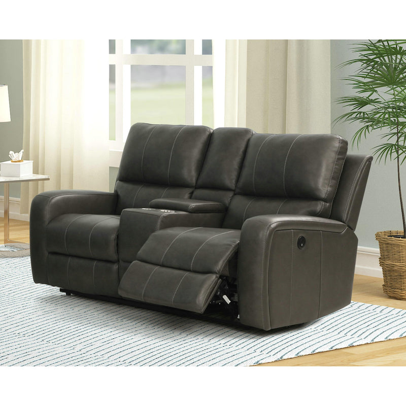 New Classic Furniture Linton Reclining Leather Loveseat L1721-25-DGR IMAGE 1