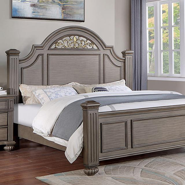 Furniture of America Syracuse King Poster Bed CM7129GY-EK-BED IMAGE 1