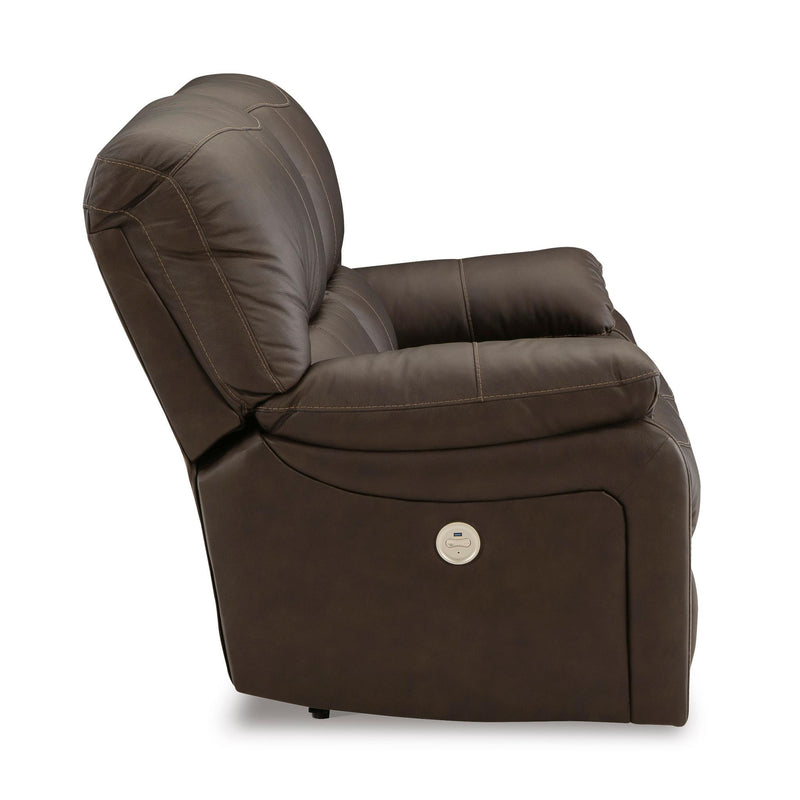 Signature Design by Ashley Leesworth Power Reclining Leather Match Loveseat U4380874 IMAGE 4