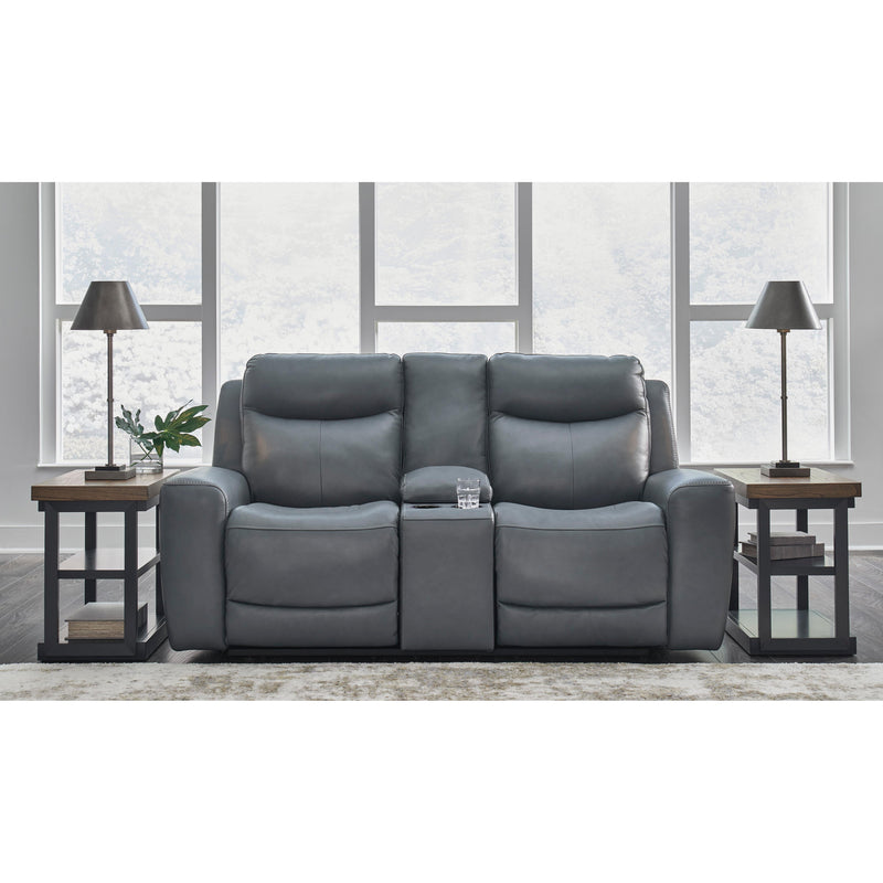 Signature Design by Ashley Mindanao Power Reclining Leather Match Loveseat U5950418 IMAGE 6