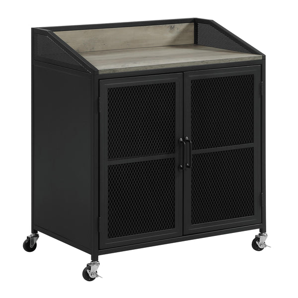 Coaster Furniture Arlette 183476 Wine Cabinet with Wire Mesh Doors - Grey Wash/Sandy Black IMAGE 1