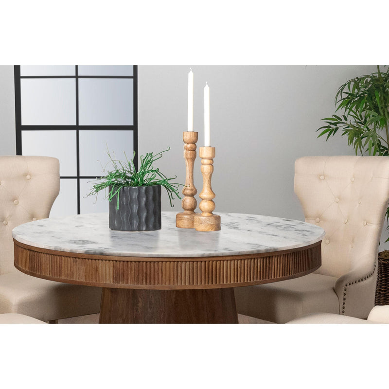 Coaster Furniture Round Ortega Dining Table with Marble Top and Pedestal Base 105141 IMAGE 6