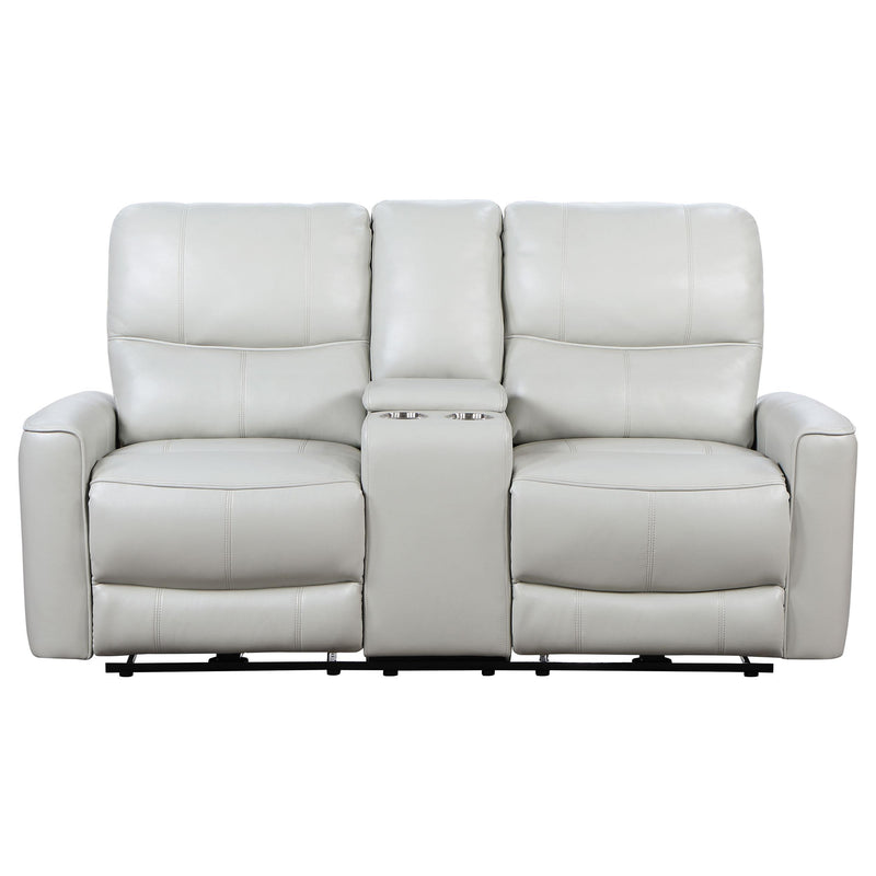 Coaster Furniture Greenfield Power Reclining Leather Match Loveseat with Console 610262P IMAGE 4