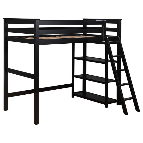 Coaster Furniture Anica 460084 3-Shelf Wood Twin Loft Bed - Black IMAGE 1