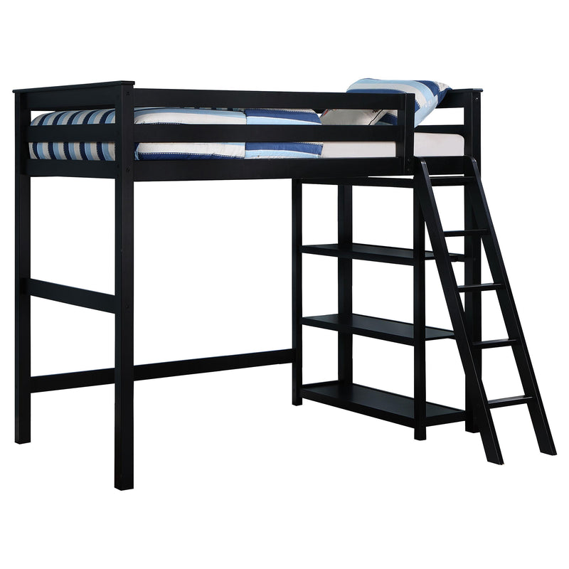 Coaster Furniture Anica 460084 3-Shelf Wood Twin Loft Bed - Black IMAGE 3