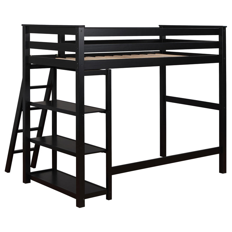 Coaster Furniture Anica 460084 3-Shelf Wood Twin Loft Bed - Black IMAGE 4