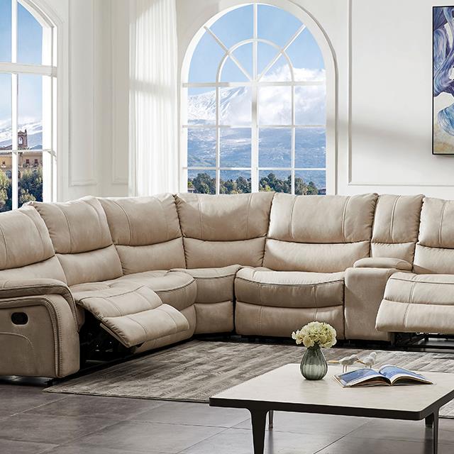 Furniture of America Jerominus Reclining Fabric Sectional CM9912BG-SECT IMAGE 1