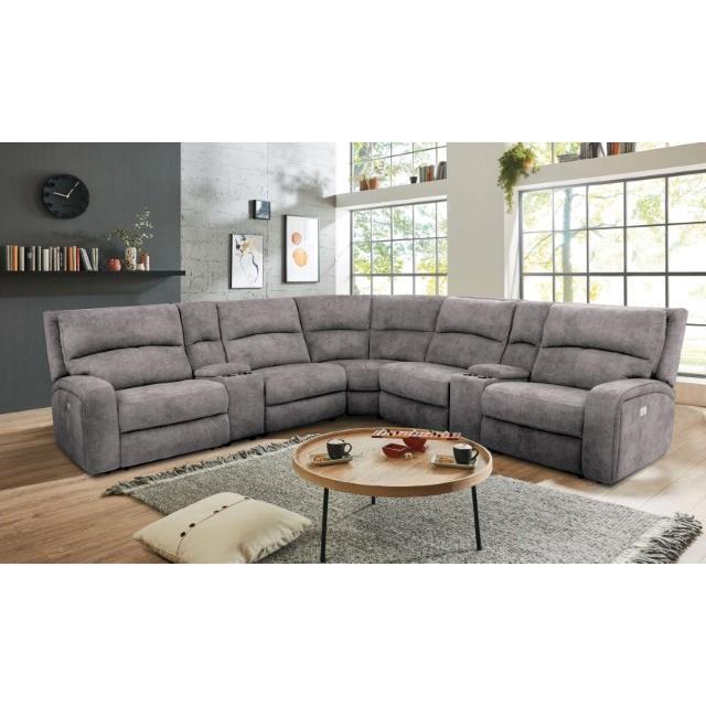 Furniture of America Apostolos Power Reclining Fabric Sectional CM9915LG-SECT-PM IMAGE 2