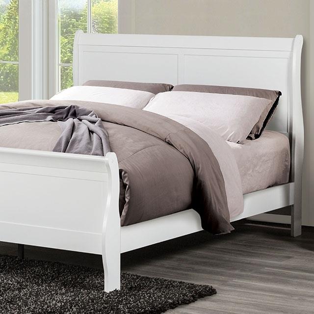 Furniture of America Louis Philippe Queen Sleigh Bed FM7866WH-Q-BED IMAGE 1