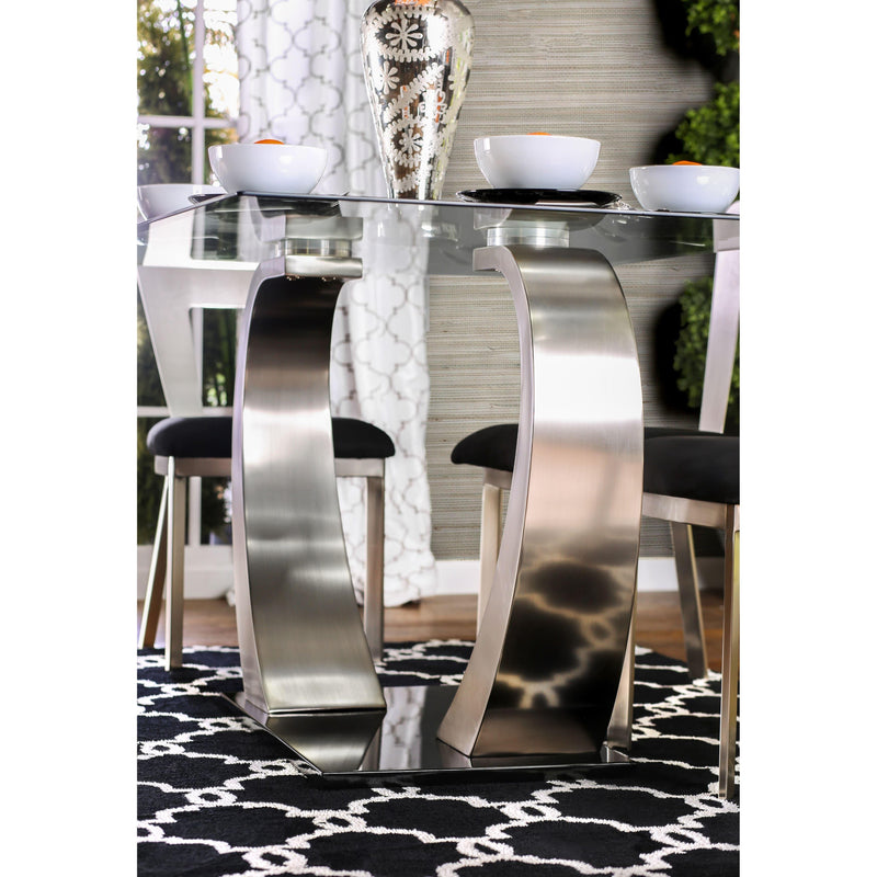Furniture of America Nova Dining Table with Glass Top & Pedestal Base CM3728T-TABLE IMAGE 6